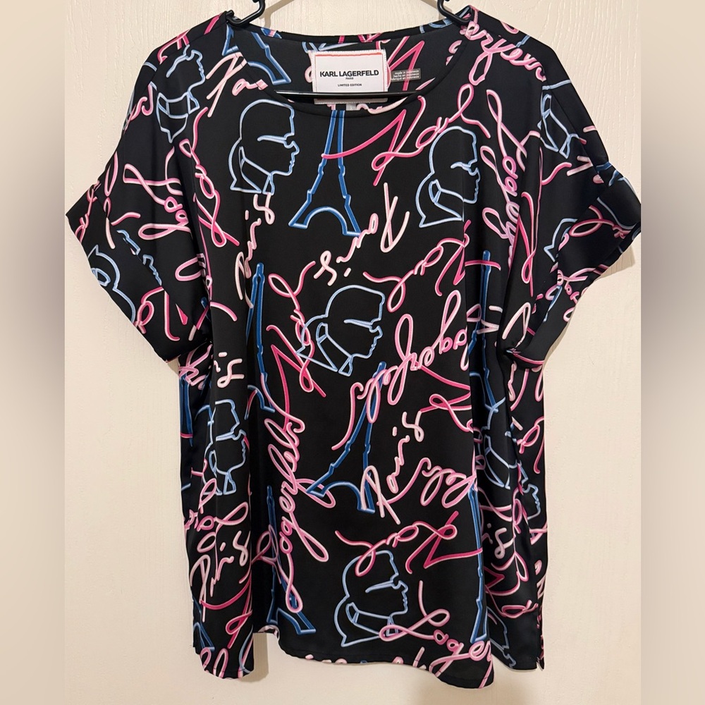 Karl Lagerfeld Paris Women's Neon-Print Blouse